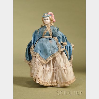 Small Parian Lady with Molded Plumed Hat