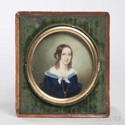 Pamelia Hill (Framingham, Massachusetts, 1803-1860) Miniature Portrait of Sarah Farley Treadwell