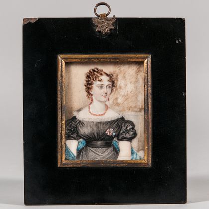 Framed Portrait Miniature of a Woman