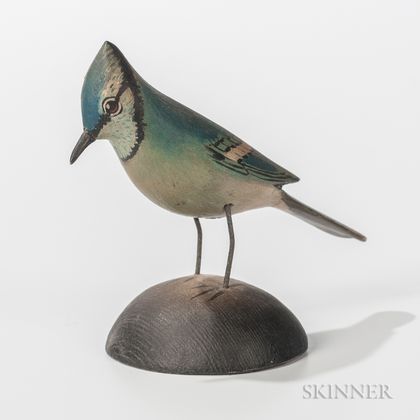 Elmer Crowell Carved and Painted Miniature Blue Jay