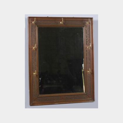 Carved Walnut Aesthetic Movement Hall Mirror