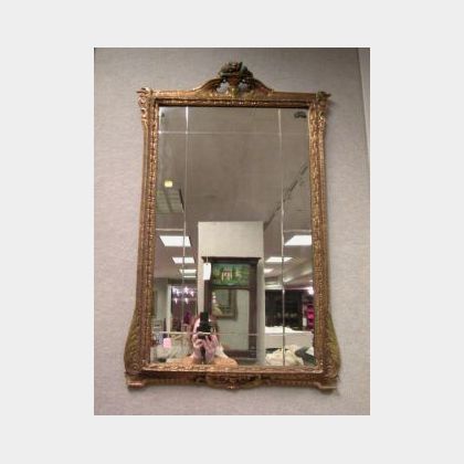 Neoclassical-style Gilt Gesso and Cut Glass Mirror. 