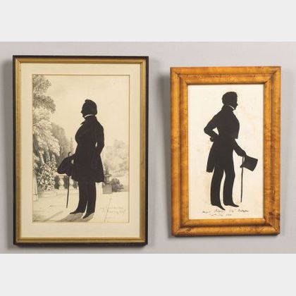 French/American and American School, 19th Century Two Silhouette Portraits of Gentlemen.