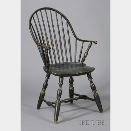 Black-painted and Gilt Windsor Continuous Armchair