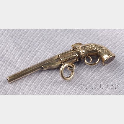 Antique 10kt Gold and Carnelian Revolver Fob