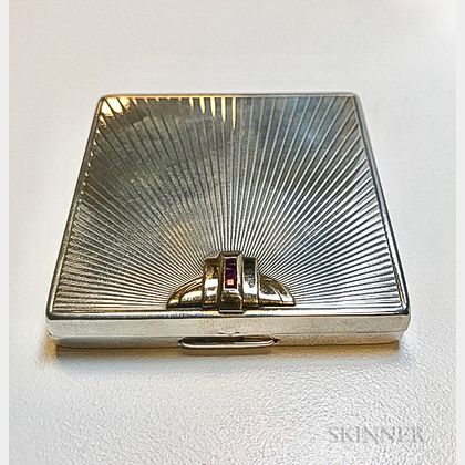 Retro Sterling Silver and 14kt Gold Compact, Tiffany & Co.