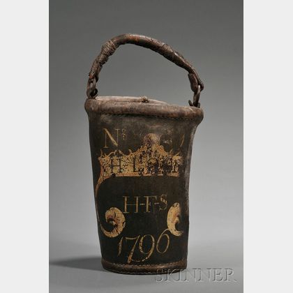 Paint Decorated Leather Fire Bucket