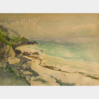Framed Watercolor on Paper/board Coastal View by James King Bonnar (American, 1883-1961)