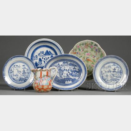 Six Chinese Export Porcelain Table Items