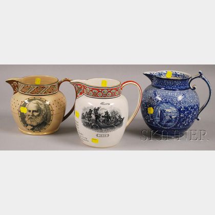 Three Wedgwood Transfer-decorated Commemorative Ceramic Jugs