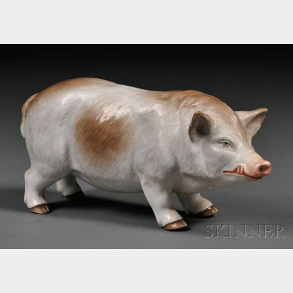 Continental Porcelain Figure of a Boar