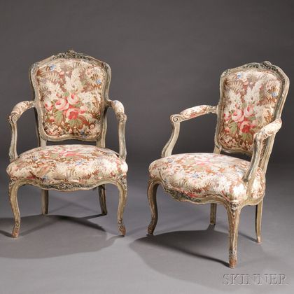 Pair of Louis XV-style Fauteuil