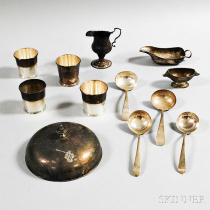 Twelve Pieces of Assorted Mostly Sterling Silver Tableware