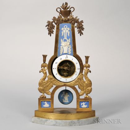 Jasper-mounted Gilt-metal, Mantle Clock
