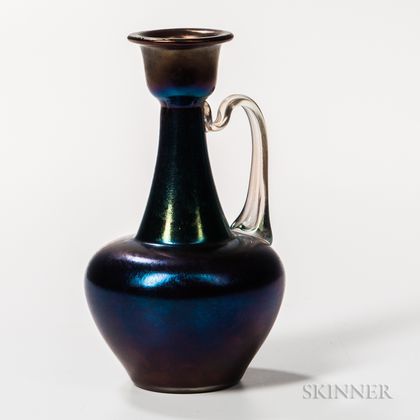 Aurene-style Blue Art Glass Vase