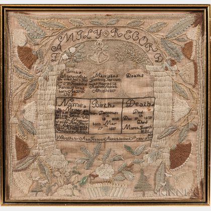Needlework Family Record "Ann Frances Aldrich," 