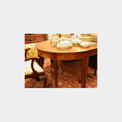 Federal Inlaid Mahogany Three-Part Banquet Table. 