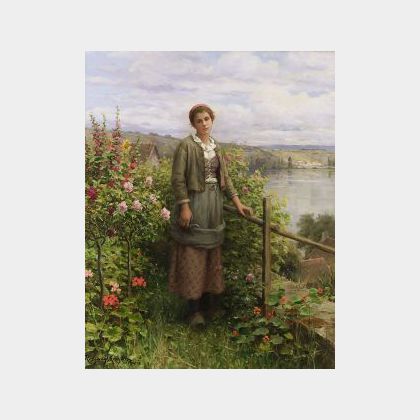 Daniel Ridgway Knight (American, 1839-1924) In Her Garden
