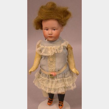 Heubach Bisque Socket Head Pouty Girl Doll