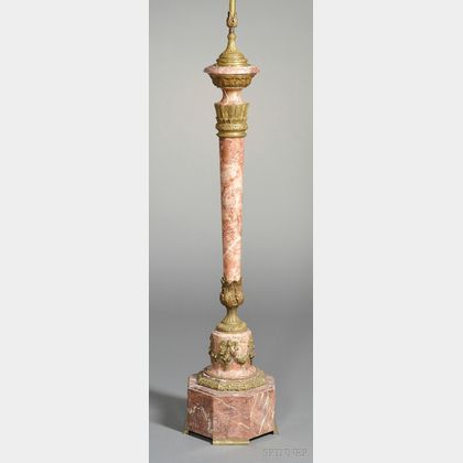 Bronze and Rouge Marble Floor Lamp