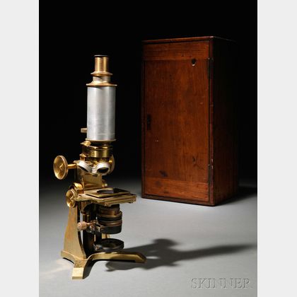Casella Lacquered Brass Monocular Compound Microscope
