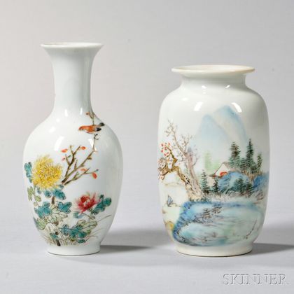 Two Famille Rose Cabinet Vases
