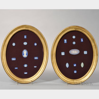 Pair of Framed Groups of Wedgwood Jasper Medallions