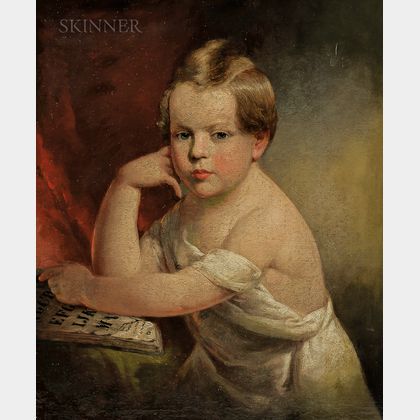John B. Neagle (American, 1796-1865) Portrait of a Young Child with an Alphabet Book
