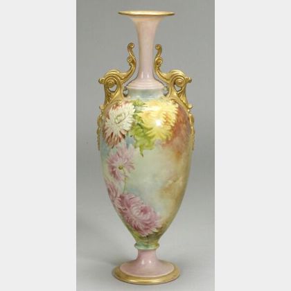 American Belleek Floral Decorated Vase