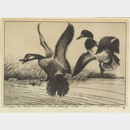 Jay N. ("Ding") Darling (American, 1876-1962) Design For First Federal "Duck Stamp" - 1934