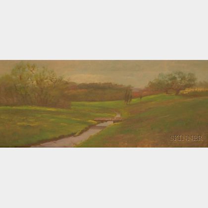 Framed 20th Century American School Oil on Canvas Spring Landscape, 
