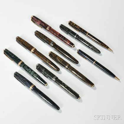 Ten Parker Vacumatic Pens and Pencils