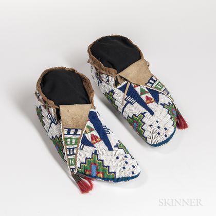 Pair of Fully Beaded Plains Moccasins