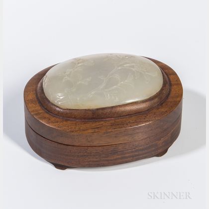 Wood Box and Cover with Jade Plaque