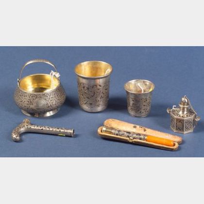 Six Russian Silver and Niello Pieces