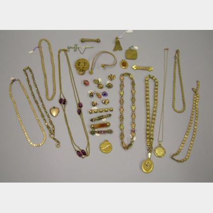 Group of Victorian Gilt and Metal Jewelry Items