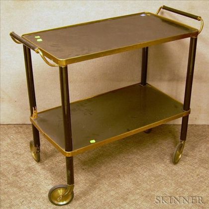 Parkhurst & Co. Brass-mounted Lacquered Beverage Cart with a Brass Beverage Cart. 