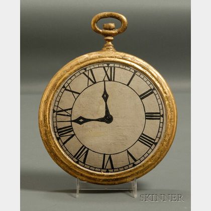 Painted and Gilded Wooden Pocket Watch Trade Sign