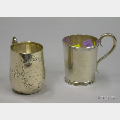 Two Mid-19th Century Silver Mugs