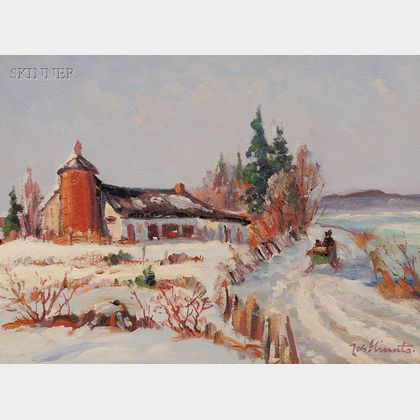 Joseph Giunta (Canadian, 1911-2001) The Red Silo/A Beaconsfield, Quebec, Landscape