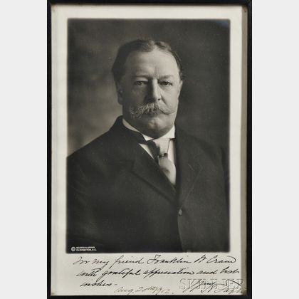 Taft, William Howard (1857-1930) Photograph Signed, 20 August 1912.