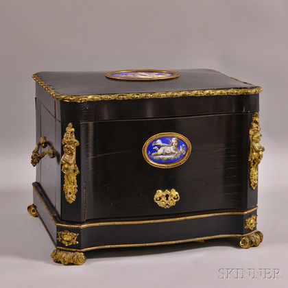 French Ormolu-mounted Lacquered and Enameled Liquor Box