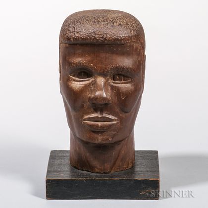 Carved Cedar Bust of an African-American