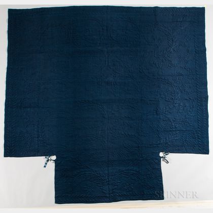 Blue Quilted Woolen Coverlet