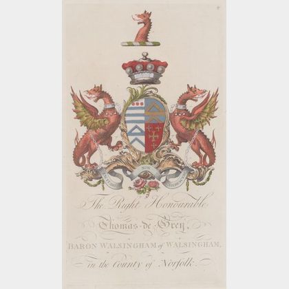 Six Framed Hand-colored Engravings of British Coats of Arms