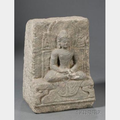 Carved Sandstone Image of a Buddha