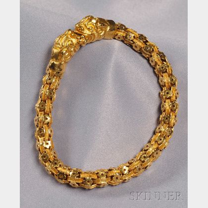 18kt Gold Lion's Head Bracelet