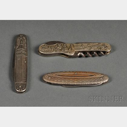 Three American Victorian Novelty Pocket Knives