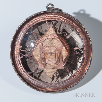 Early Glass, Gold, and Silver Masonic Pendant