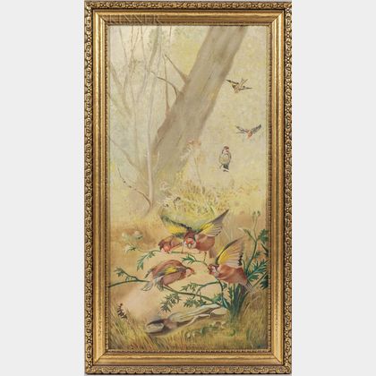 American School, 20th Century Wooded Landscape with Birds